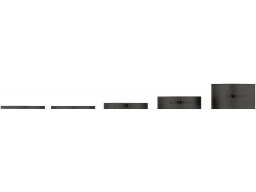 Проставки рульової колонки RockShox UD Carbon, Gloss Black Logo (2.5mm x 2, 5mm x 1, 10mm x 1, 20mm x 1) (00.4318.035.000) 00.4318.035.000 фото