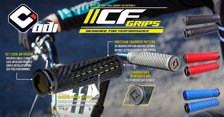 Грипси ODI CF Grip v2.1 Lock-On Blue / White F35CFUW-B