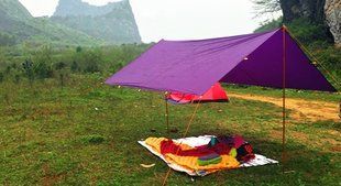 Тент туристичний 3F UL GEAR 40D silicone 3х3 м Purple tent1