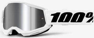 Детская мото маска 100% STRATA 2 Youth Goggle White - Mirror Silver Lens, Mirror Lens 50032-00013