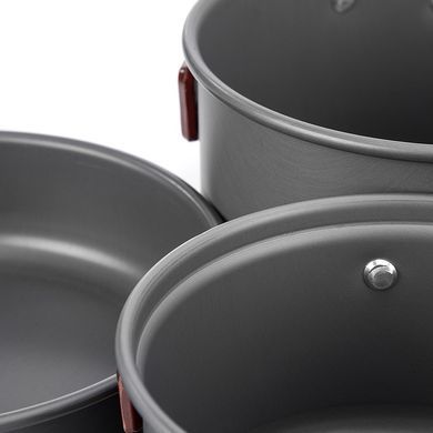 Набір посуду Naturehike 3-4 NH (2 каструлі+ кришки+сковорода) NH15T203-G Grey 6927595787205
