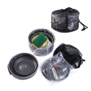 Набір посуду Naturehike 3-4 NH (2 каструлі+ кришки+сковорода) NH15T203-G Grey 6927595787205