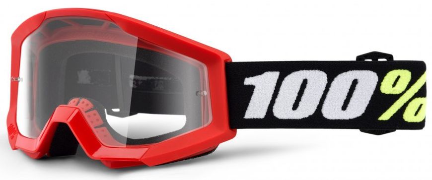 Дитячі мото окуляри 100% STRATA MINI Goggle Червоний - Прозорий Lens, Прозорий Lens 50600-003-02 фото